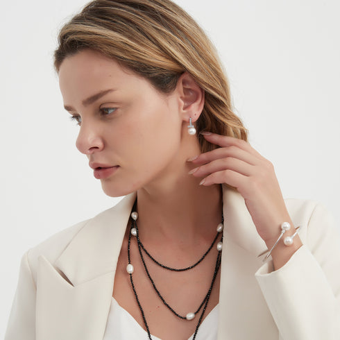 10-11mm Freshwater Pearl Silver Tube Bracelet - House Of Pearls